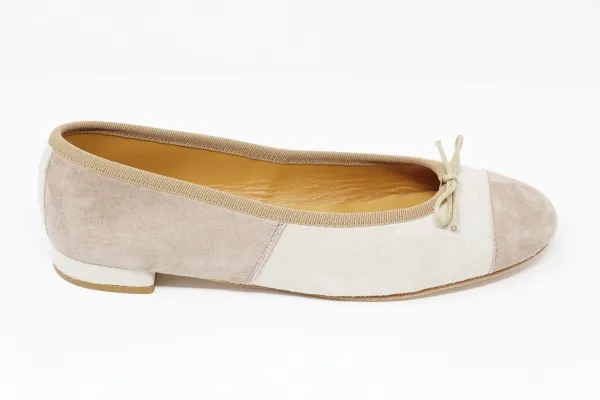 SCARPA D ORO Ballerina bicolor in pelle scamosciata